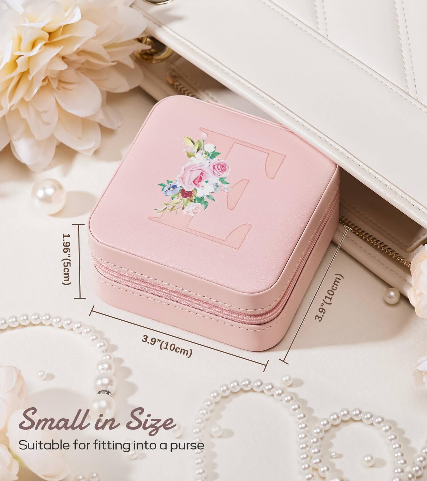 Enthralite Travel Jewelry Box for Girls: Traveling Ring Case Gift for Women - Mini Organizer for Necklaces Earrings White A
