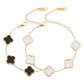AIPPK 18K Gold Plated Clover Lucky Bracelet for Women White/Black/Red/Green Flower Four Leaf Link Bracelets Trendy Jewelry Gifts for Women