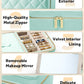 Velvet Travel Jewelry Box with Large Mirror, Double-Layer Jewelry Organizer Case for Women and Girls, Portable Storage Case with 6 Anti-Tarnish Bags Gift Ready for Her (Avocado Green)