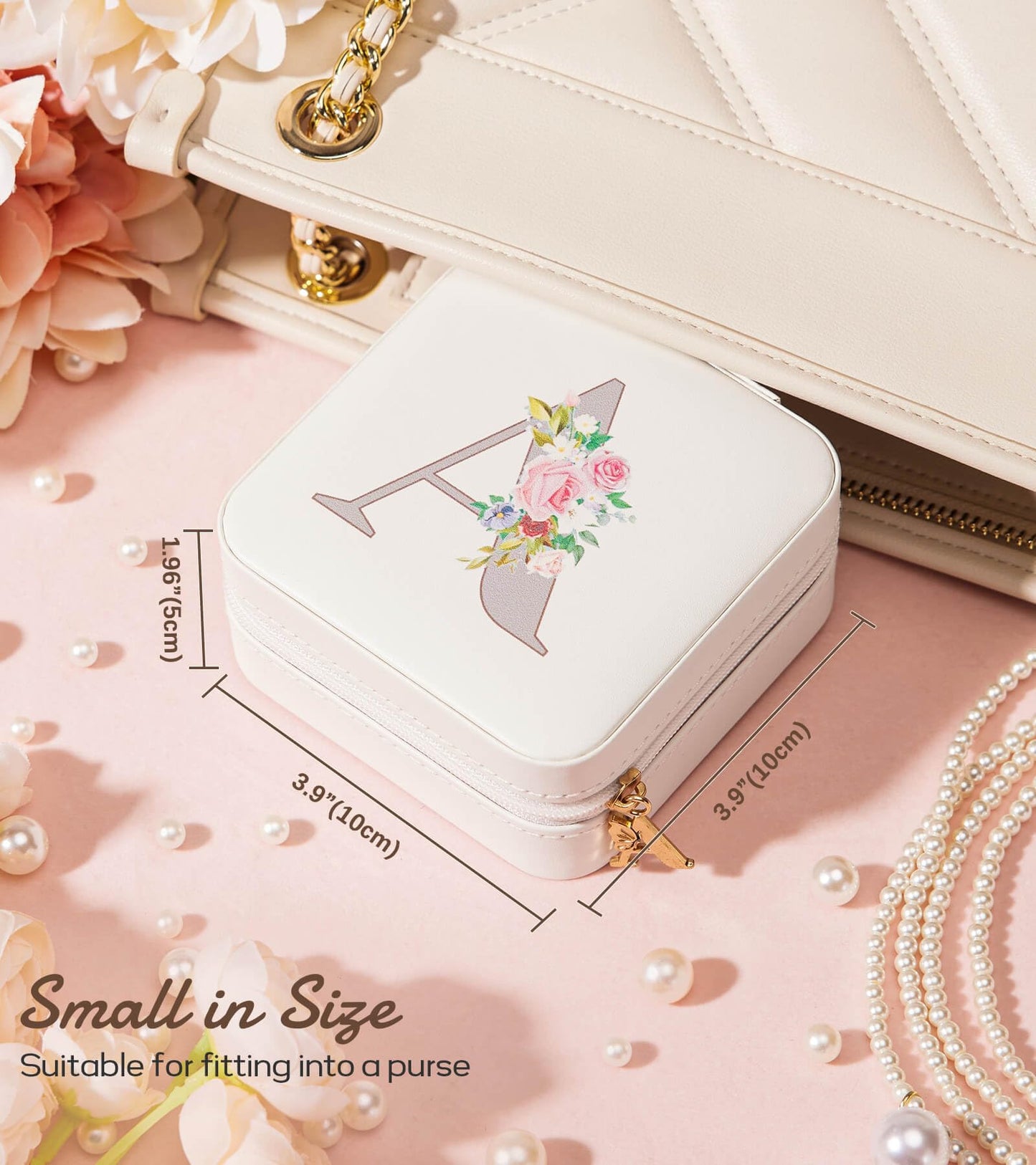 Enthralite Travel Jewelry Box for Girls: Traveling Ring Case Gift for Women - Mini Organizer for Necklaces Earrings White A