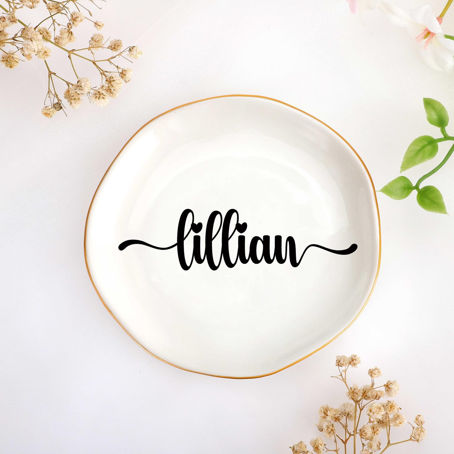 JoycuFF Initial A Ceramic Jewelry Tray, Bridesmaid Bride Gifts, Engagement Birthday Best Friend Mom Grandma Sister Gifts for Women, Trinket Dish for Rings Earrings Necklaces Bracelets Keys