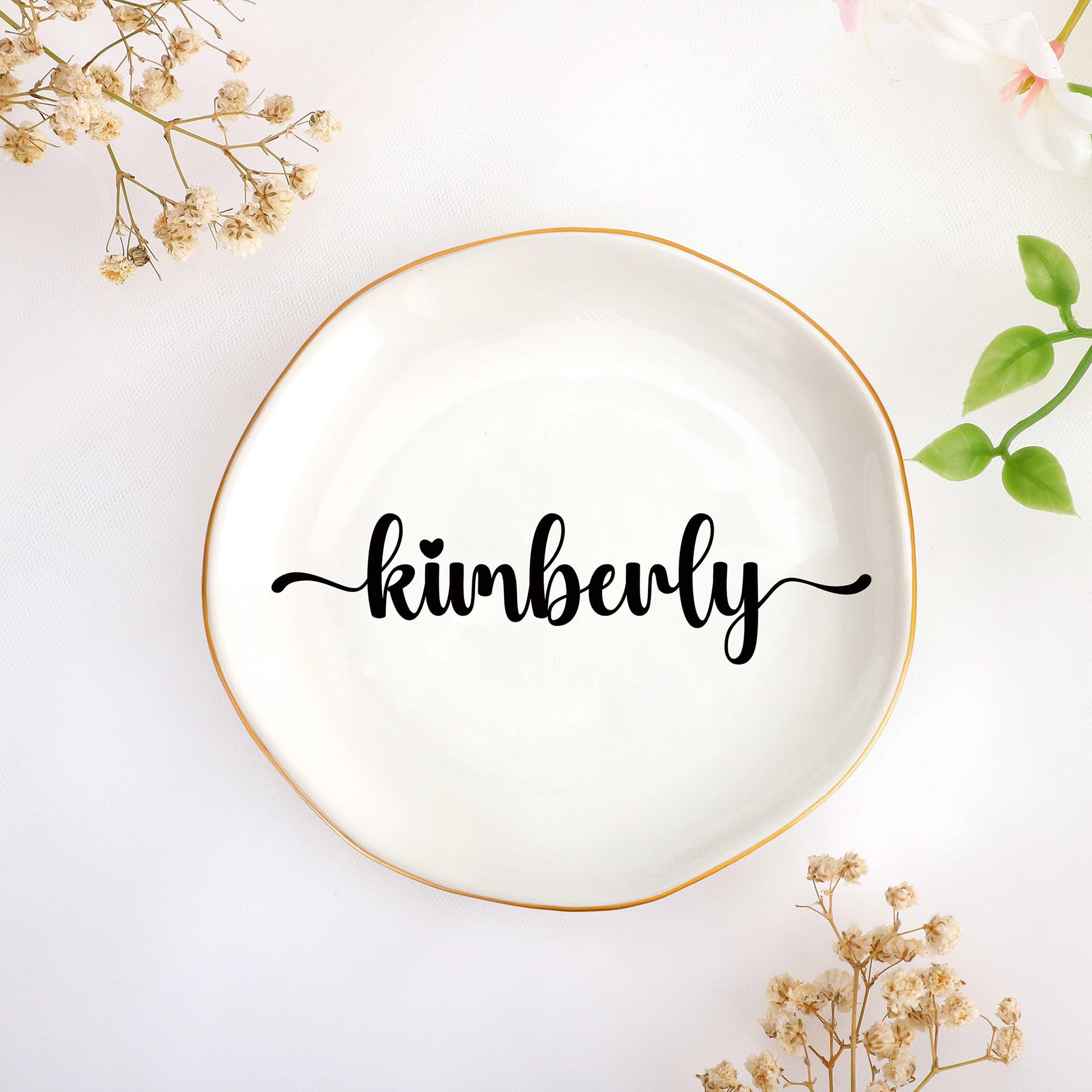 JoycuFF Initial A Ceramic Jewelry Tray, Bridesmaid Bride Gifts, Engagement Birthday Best Friend Mom Grandma Sister Gifts for Women, Trinket Dish for Rings Earrings Necklaces Bracelets Keys