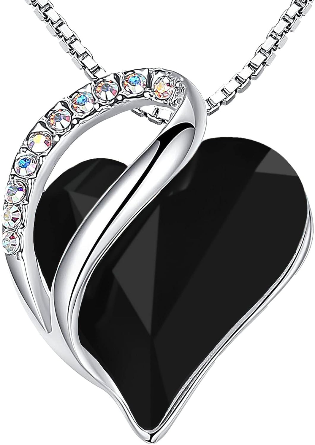 Leafael Mothers Day Gift Necklaces for Women, Infinity Love Birthstone Heart Crystal Pendant, Birthday Anniversary Jewelry for Wife, Mom, and Her, Silver Plated, 18" + 2" Adjustable Chain