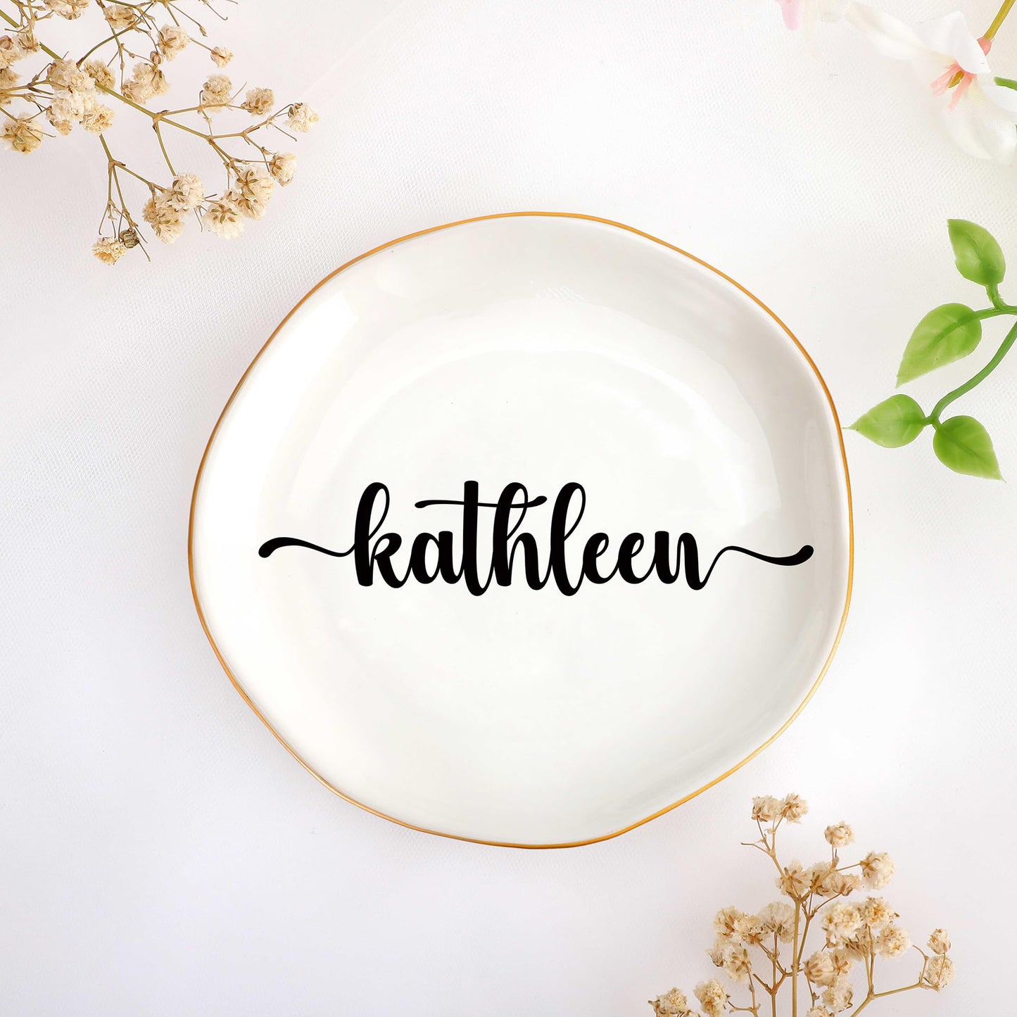 JoycuFF Initial A Ceramic Jewelry Tray, Bridesmaid Bride Gifts, Engagement Birthday Best Friend Mom Grandma Sister Gifts for Women, Trinket Dish for Rings Earrings Necklaces Bracelets Keys