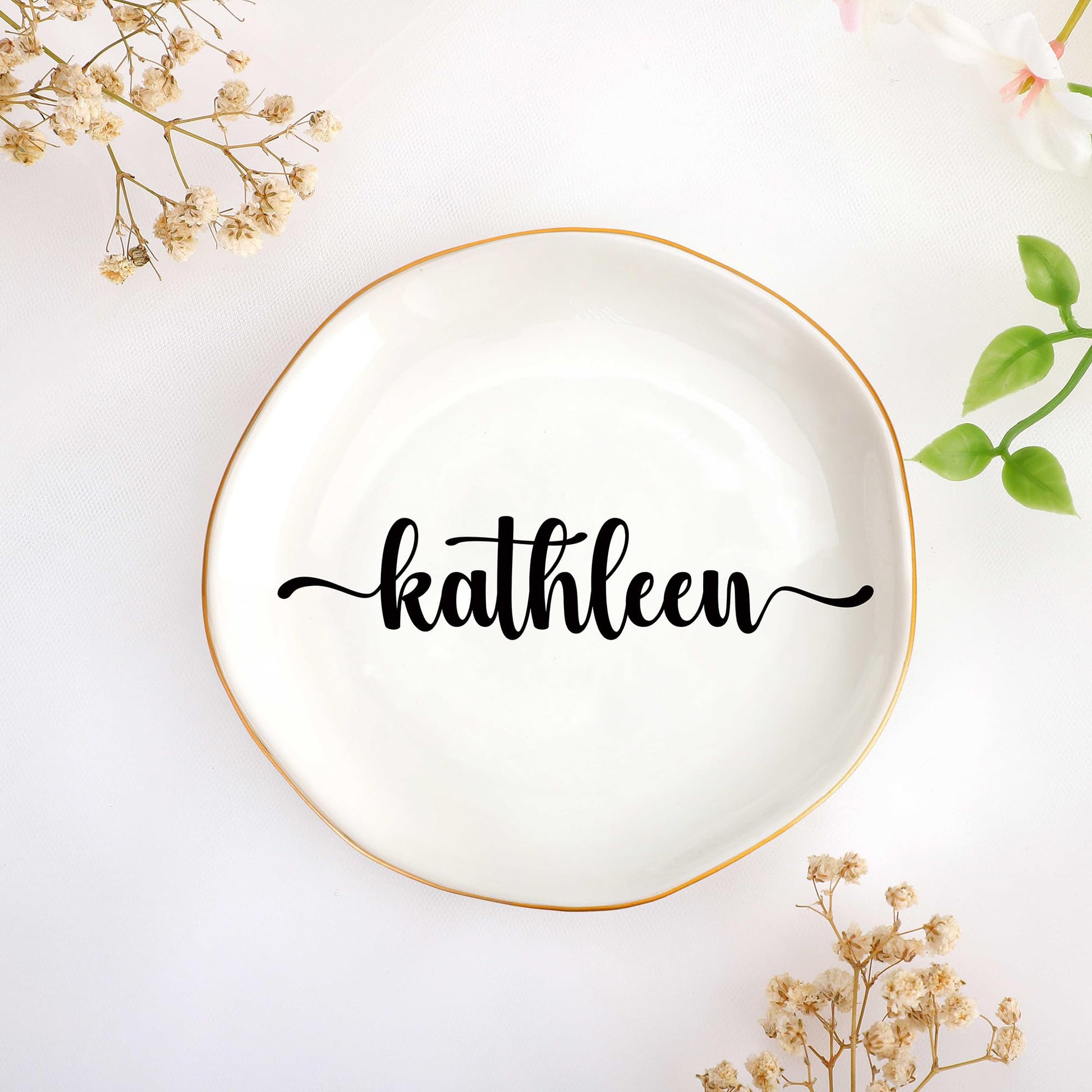 JoycuFF Initial A Ceramic Jewelry Tray, Bridesmaid Bride Gifts, Engagement Birthday Best Friend Mom Grandma Sister Gifts for Women, Trinket Dish for Rings Earrings Necklaces Bracelets Keys