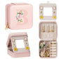 Enthralite Travel Jewelry Box for Girls: Traveling Ring Case Gift for Women - Mini Organizer for Necklaces Earrings White A