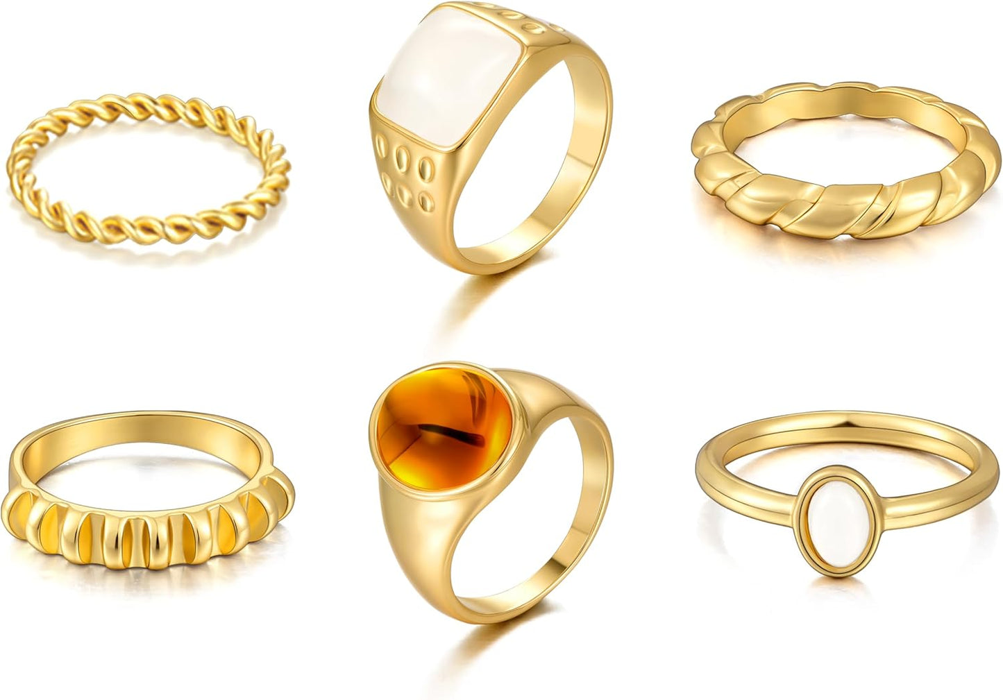 FAXHION 24-60 Pcs Gold Stackable Rings for Women, Knuckle Rings Chunky Gold Ring Set Dainty Stacking Cute Rings, Multiple Sizes Cute Jewelry Set Gift