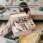 Velvet Travel Jewelry Box with Large Mirror, Double-Layer Jewelry Organizer Case for Women and Girls, Portable Storage Case with 6 Anti-Tarnish Bags Gift Ready for Her (Avocado Green)