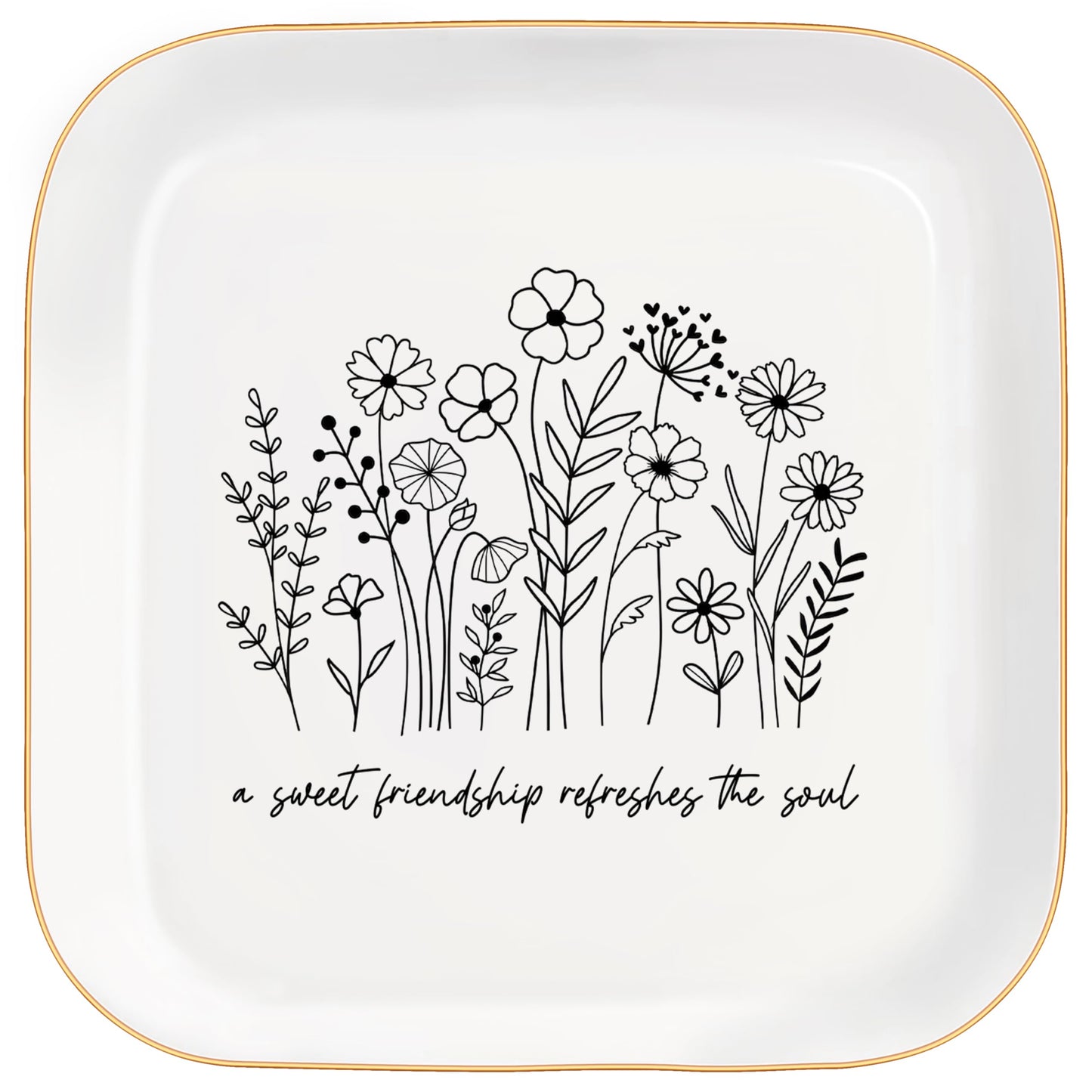 Christian Bible Verse Jewelry Dish Trinket Tray Gifts- Inspirational Ceramic Ring Jewelry Tray Gifts for Women-A Sweet Friendship Refreshes the Soul-Proverbs 27:9 (White)