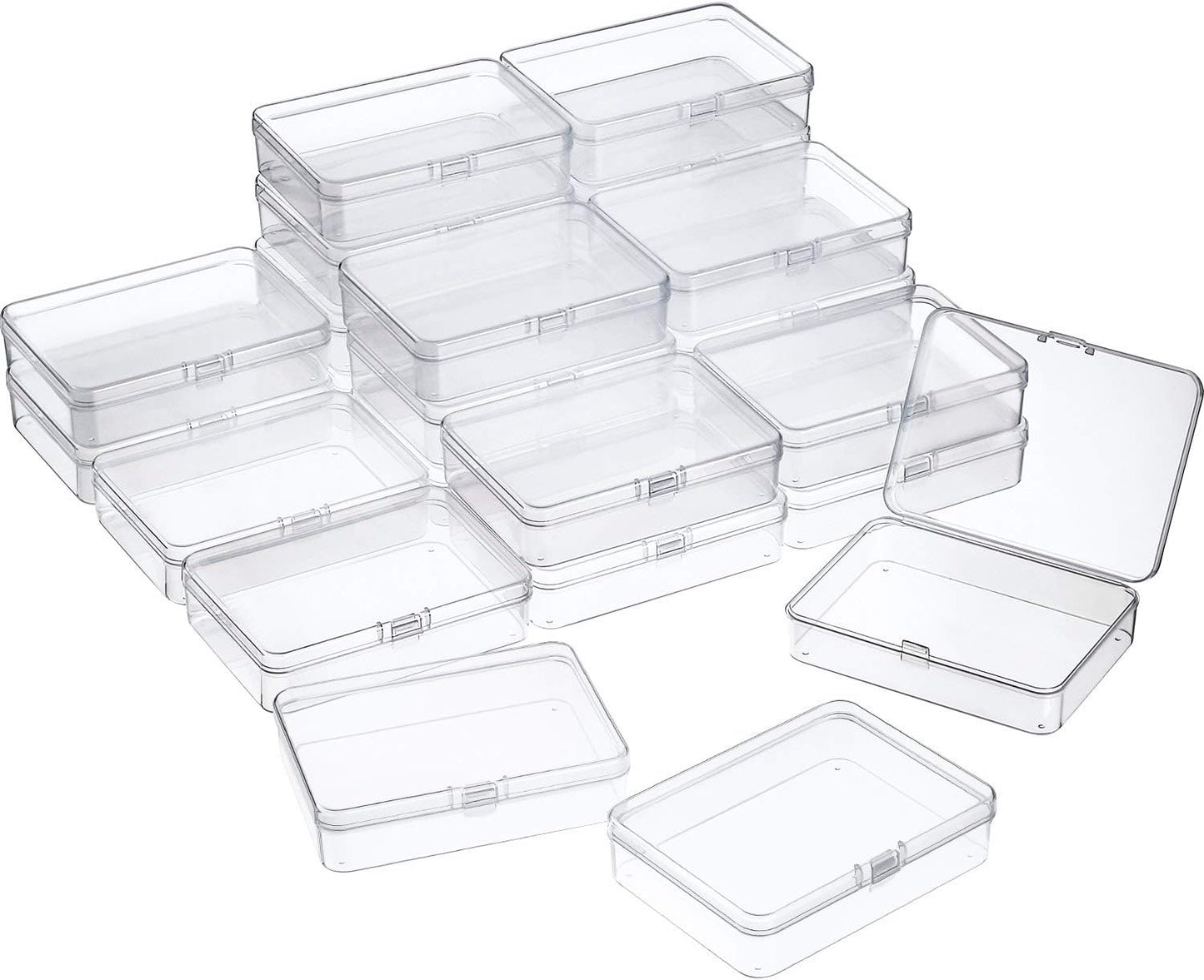 24 Packs Small Clear Plastic Beads Storage Containers Box with Hinged Lid for Storage of Small Items, Crafts, Jewelry, Hardware(1.37 x 1.37 x 0.7 Inches)