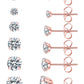 6 Pairs Stud Earrings Set, Hypoallergenic Cubic Zirconia 316L Earrings Stainless Steel CZ Earrings 3-8mm (Steel color)
