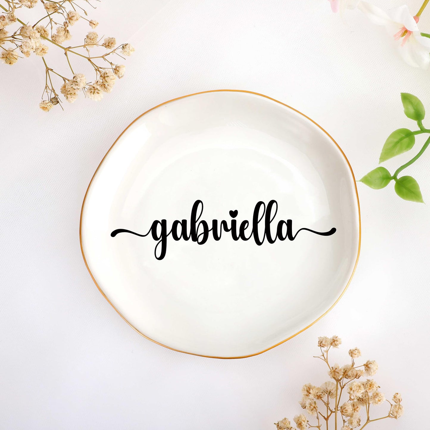 JoycuFF Initial A Ceramic Jewelry Tray, Bridesmaid Bride Gifts, Engagement Birthday Best Friend Mom Grandma Sister Gifts for Women, Trinket Dish for Rings Earrings Necklaces Bracelets Keys