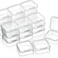 24 Packs Small Clear Plastic Beads Storage Containers Box with Hinged Lid for Storage of Small Items, Crafts, Jewelry, Hardware(1.37 x 1.37 x 0.7 Inches)