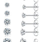 6 Pairs Stud Earrings Set, Hypoallergenic Cubic Zirconia 316L Earrings Stainless Steel CZ Earrings 3-8mm (Steel color)