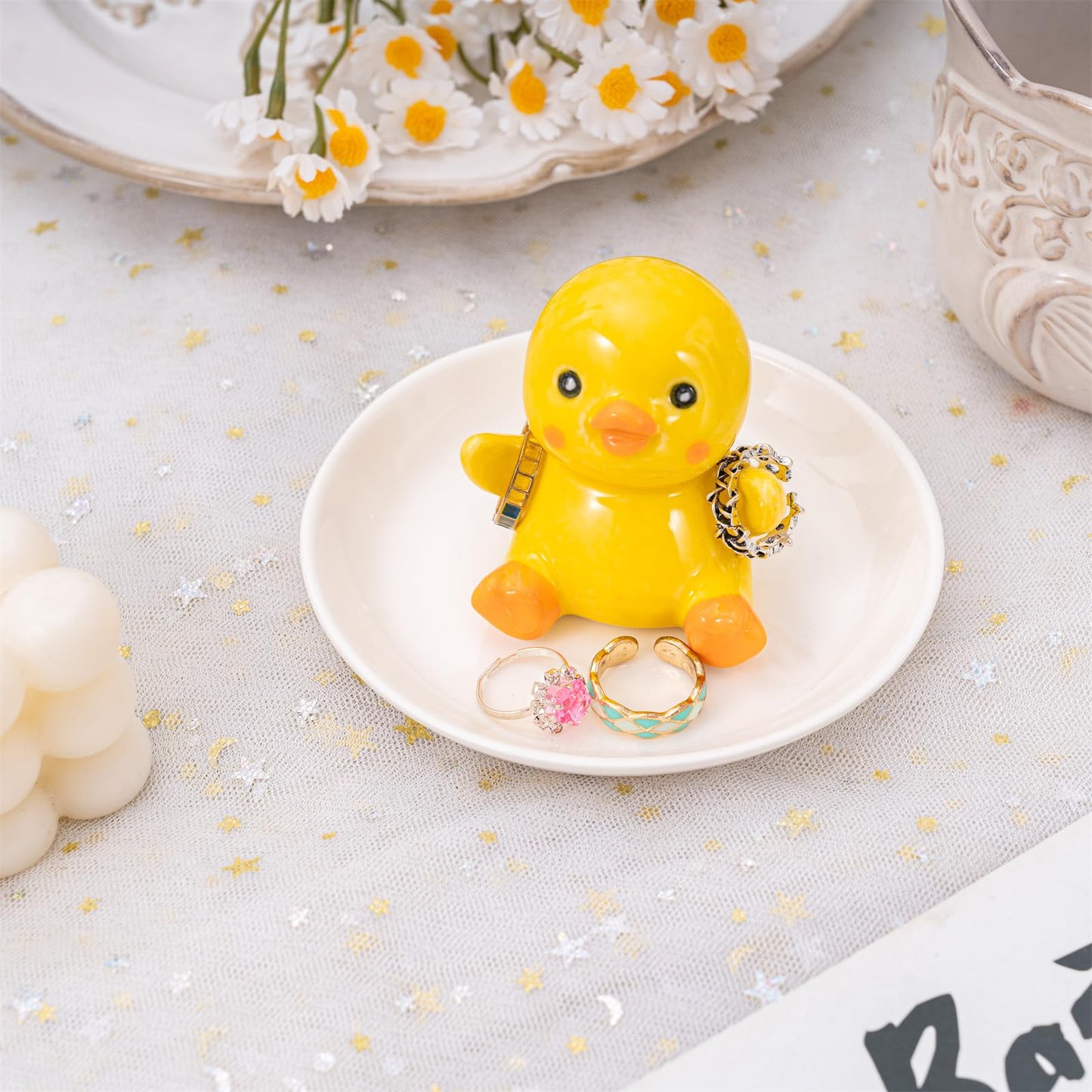 Cute Turtle Ring Holder Dish, Ceramic Jewelry Holder Preppy Room Decor, Turtle Gifts for Women Birthday Christmas Wedding