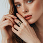 Vintage 14K Gold Plated and Silver Spoon Ring – Adjustable Ring with Carving Design for Women, Unique Boho Open Ring for Gift