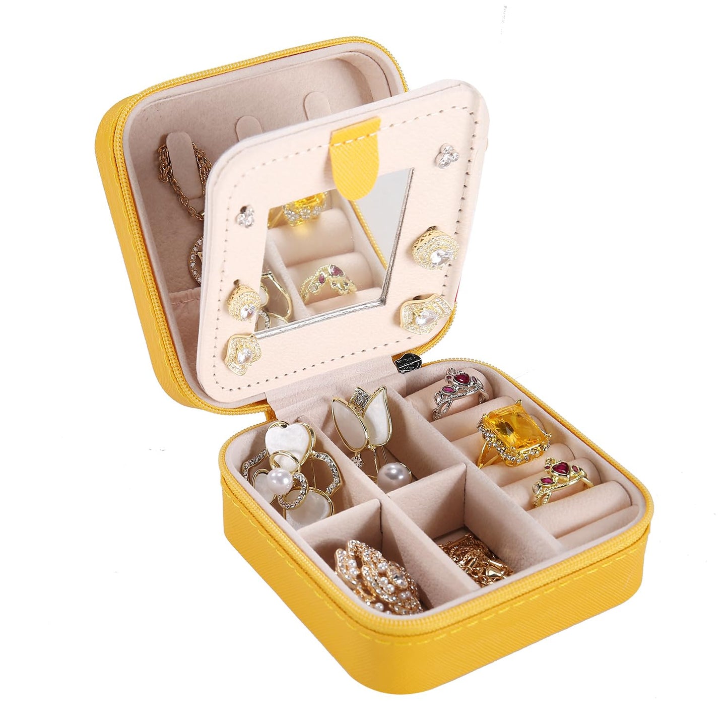 KElofoN Travel jewelry case Travel jewelry box Travel Jewelry Organizer Small box Gift for Girls Women with Mirror(Pink)