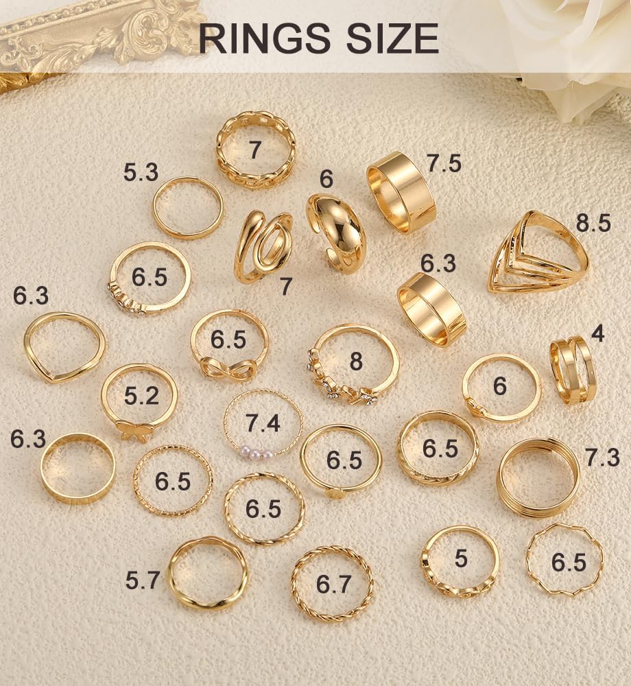 iF YOU 25 Pcs Gold Stackable Ring Set for Women, Chunky Knuckle Finger Midi Rings, Silver Simple Stacking Cute Rings Pack Trendy Stuff Jewelry Gift