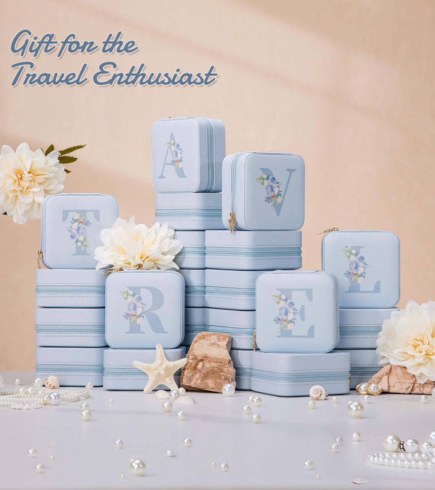 Enthralite Travel Jewelry Box for Girls: Traveling Ring Case Gift for Women - Mini Organizer for Necklaces Earrings White A