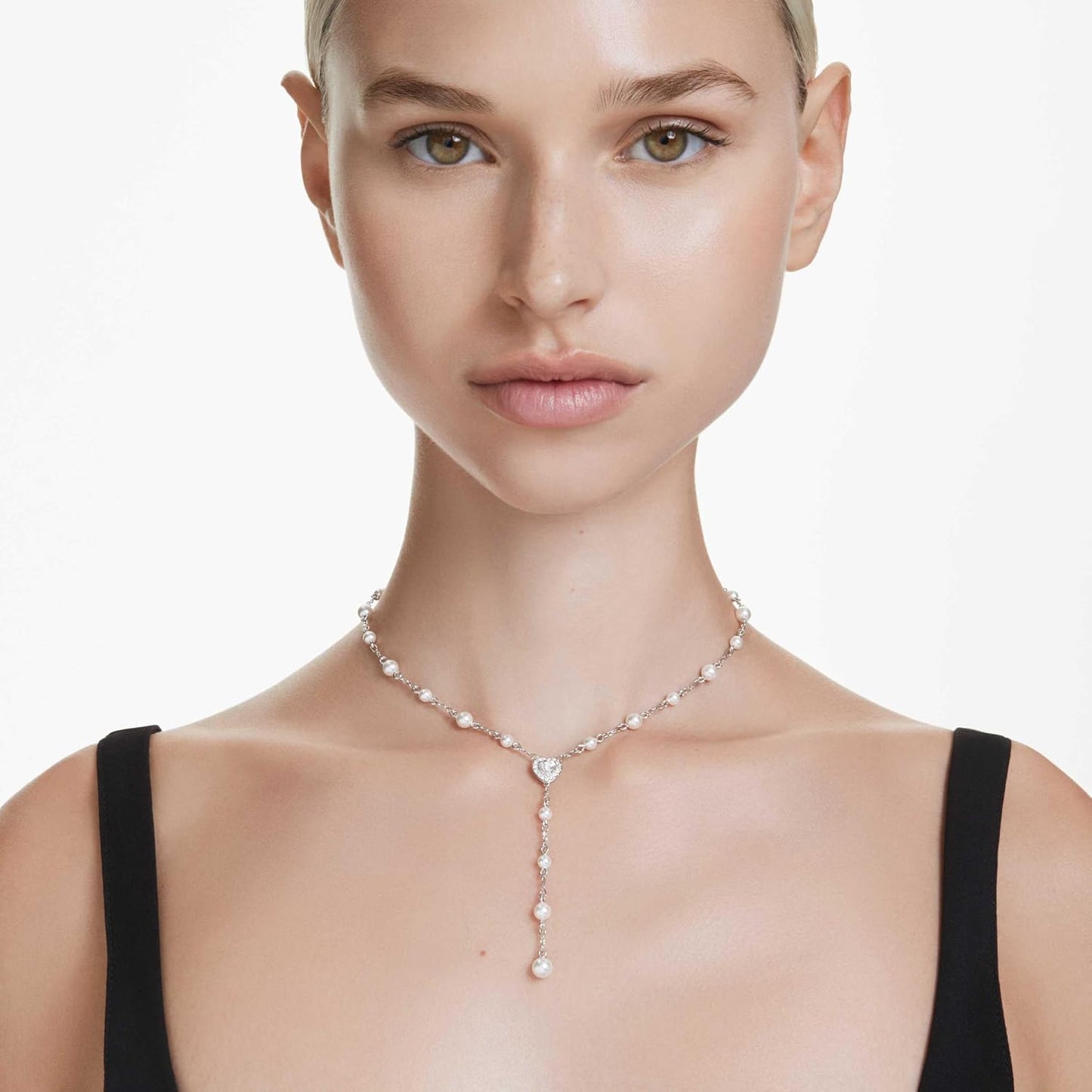 Swarovski Ariana Grande Collection, Clear Crystal & Pearls, Rhodium Finish, Necklaces, Earrings and Bracelets