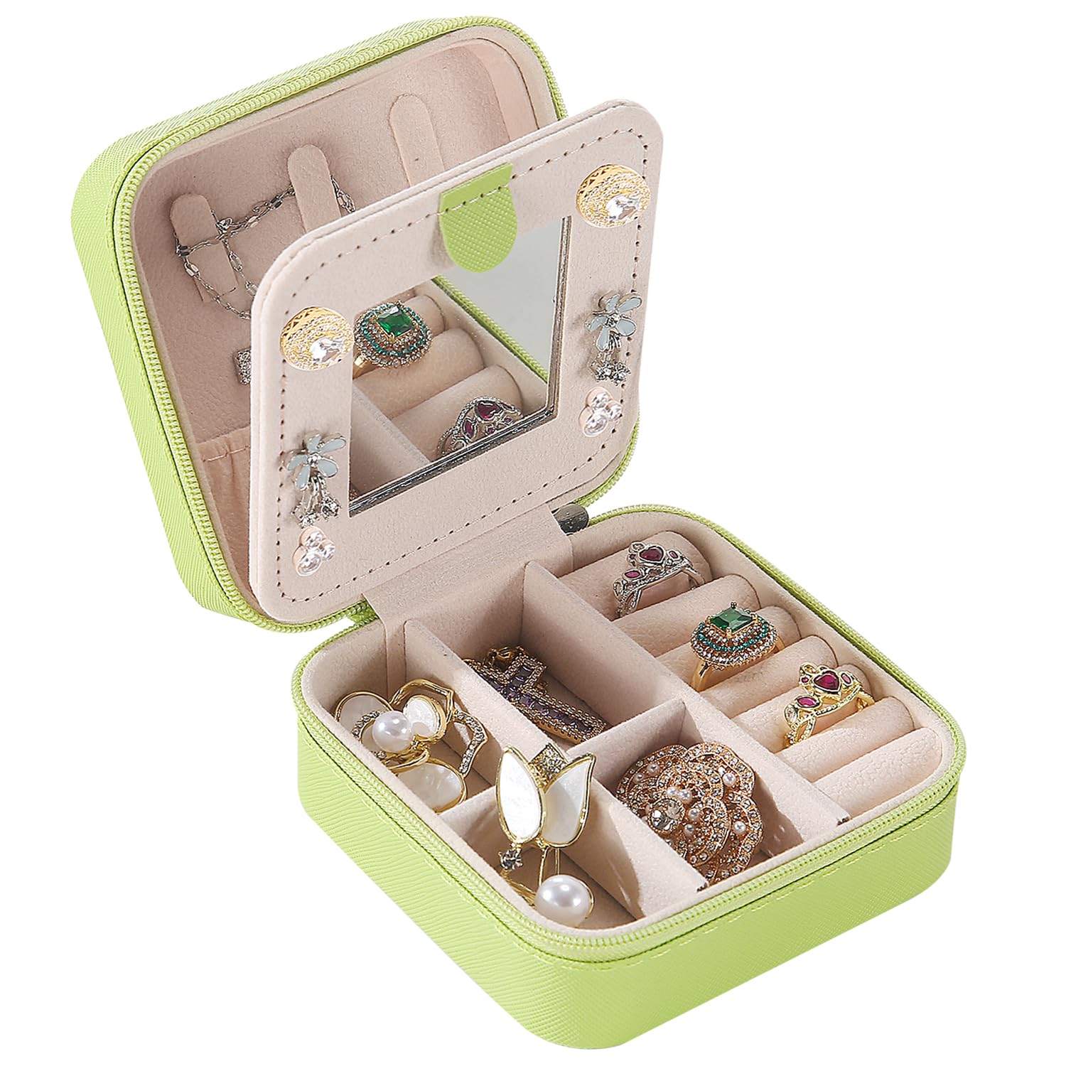 KElofoN Travel jewelry case Travel jewelry box Travel Jewelry Organizer Small box Gift for Girls Women with Mirror(Pink)