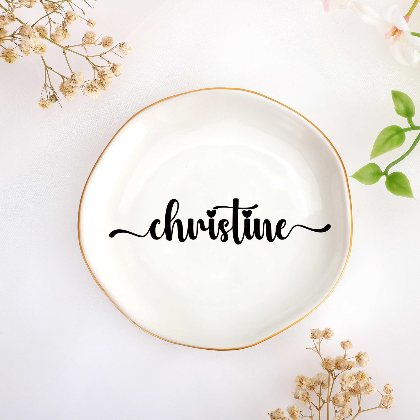 JoycuFF Initial A Ceramic Jewelry Tray, Bridesmaid Bride Gifts, Engagement Birthday Best Friend Mom Grandma Sister Gifts for Women, Trinket Dish for Rings Earrings Necklaces Bracelets Keys