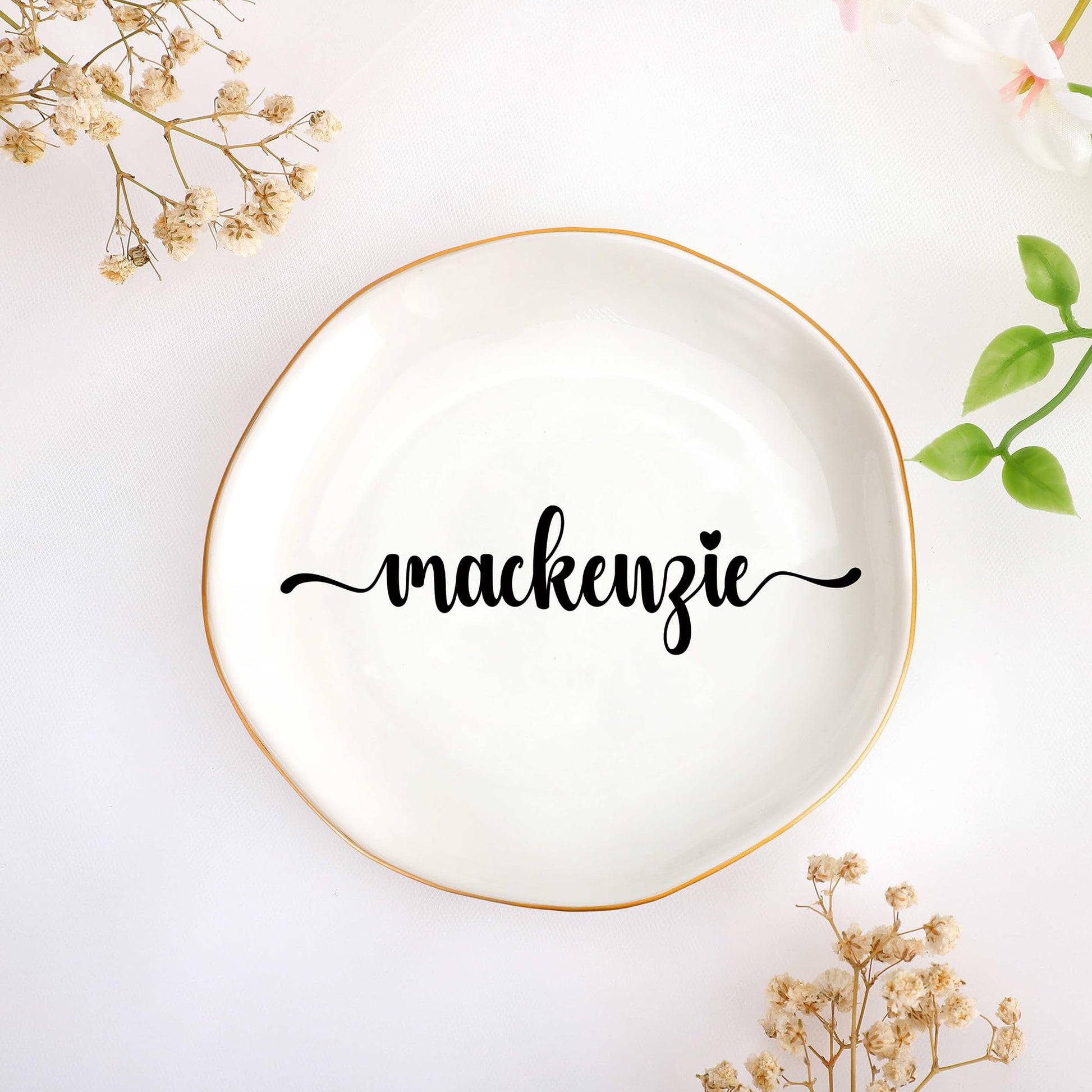JoycuFF Initial A Ceramic Jewelry Tray, Bridesmaid Bride Gifts, Engagement Birthday Best Friend Mom Grandma Sister Gifts for Women, Trinket Dish for Rings Earrings Necklaces Bracelets Keys