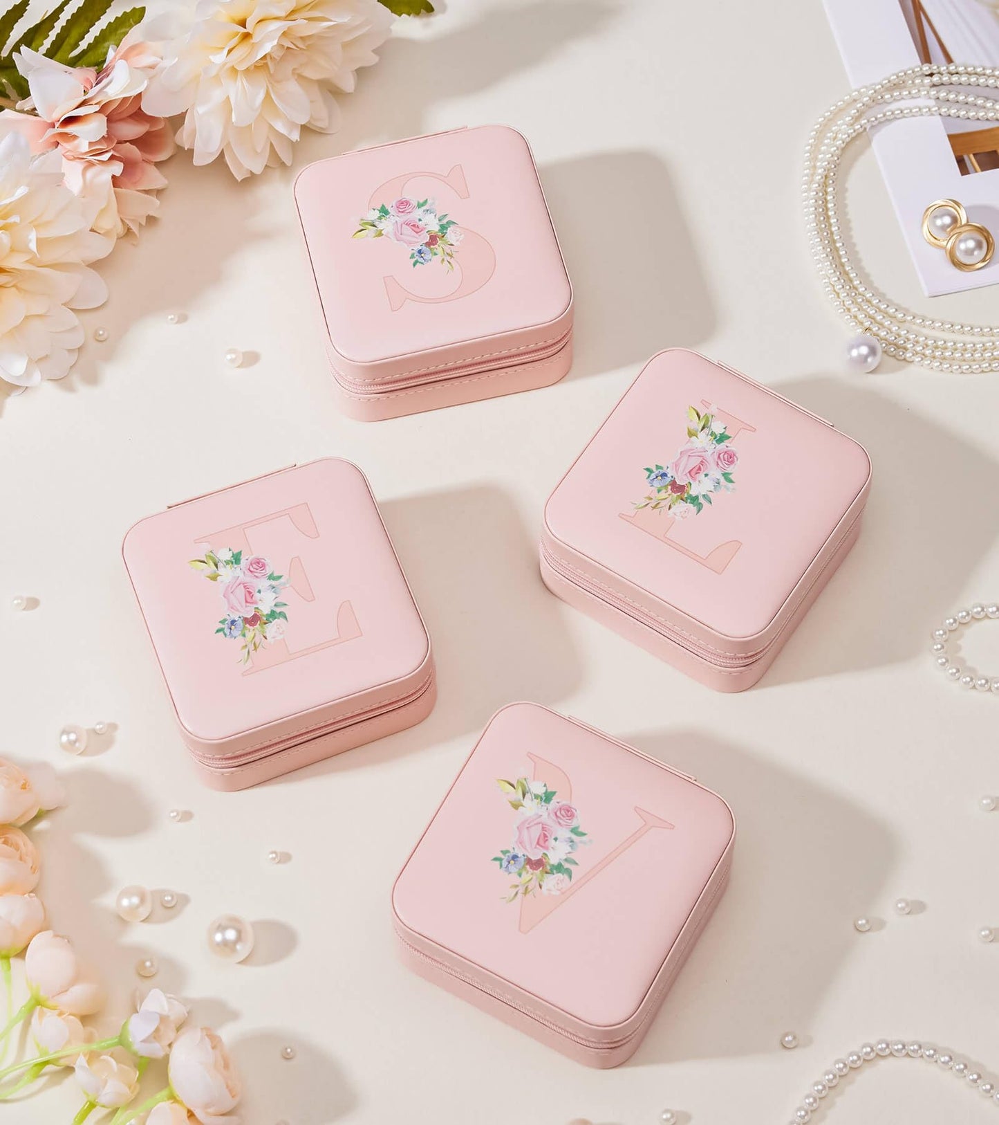 Enthralite Travel Jewelry Box for Girls: Traveling Ring Case Gift for Women - Mini Organizer for Necklaces Earrings White A