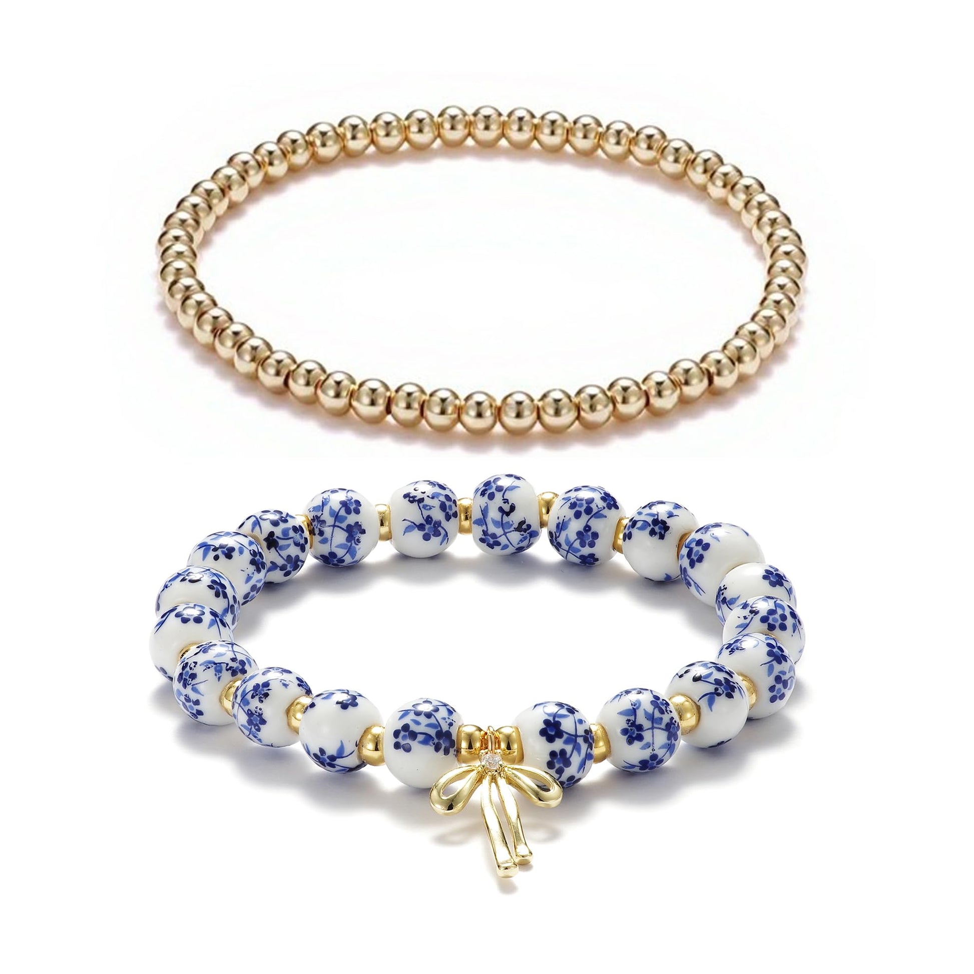 Beads Bow Charm Bracelet for Women Flower Vintage Bracelet Handmade Stretch Beaded Dainty Romantic Jewelry Gifts