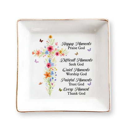 Christian Bible Verse Jewelry Dish Gift for Women, Christian Women 4" Ceramic Jewelry Tray, Mother's Day Gifts for Mom/Grandma, Confirmation Gifts for Teen Girls, Graduation Gifts for Daughter