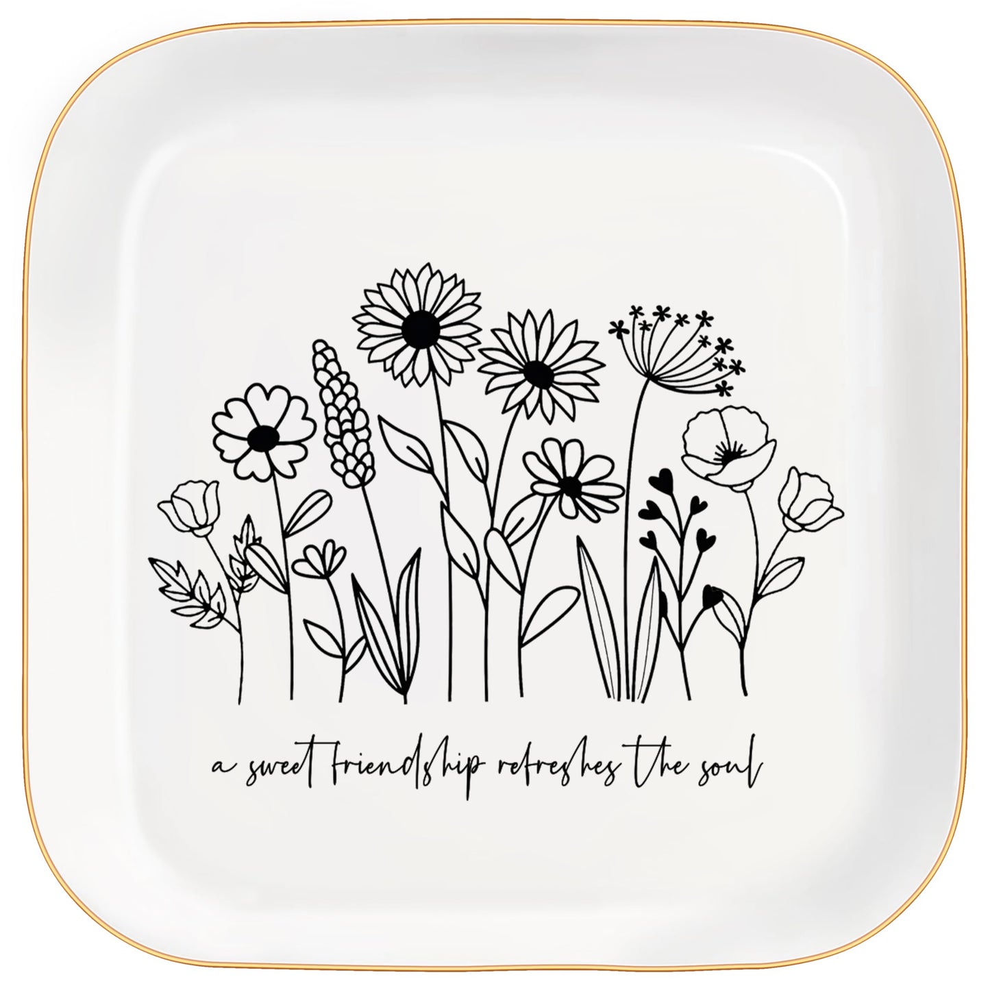 Christian Bible Verse Jewelry Dish Trinket Tray Gifts- Inspirational Ceramic Ring Jewelry Tray Gifts for Women-A Sweet Friendship Refreshes the Soul-Proverbs 27:9 (White)