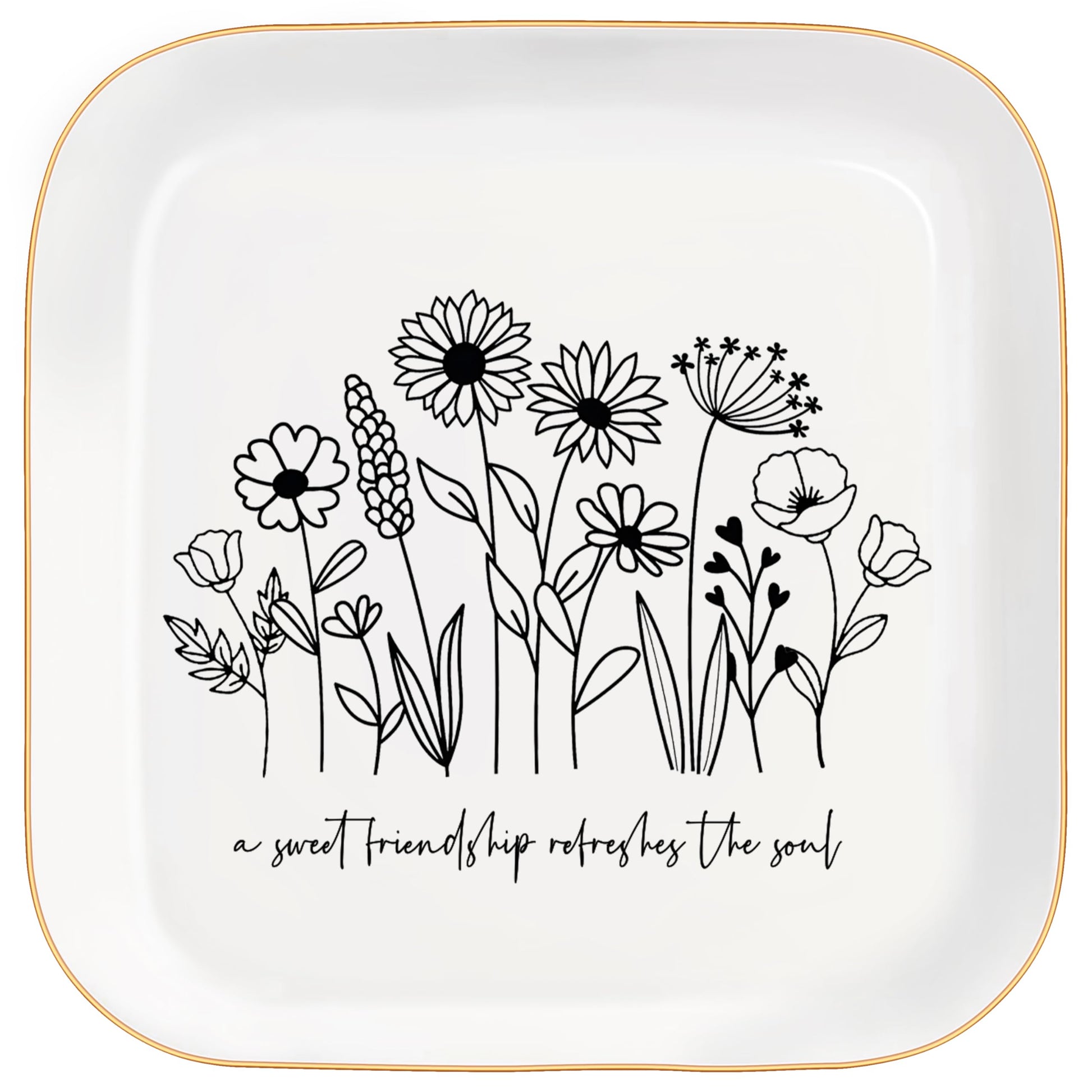 Christian Bible Verse Jewelry Dish Trinket Tray Gifts- Inspirational Ceramic Ring Jewelry Tray Gifts for Women-A Sweet Friendship Refreshes the Soul-Proverbs 27:9 (White)