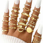 FAXHION 24-60 Pcs Gold Stackable Rings for Women, Knuckle Rings Chunky Gold Ring Set Dainty Stacking Cute Rings, Multiple Sizes Cute Jewelry Set Gift