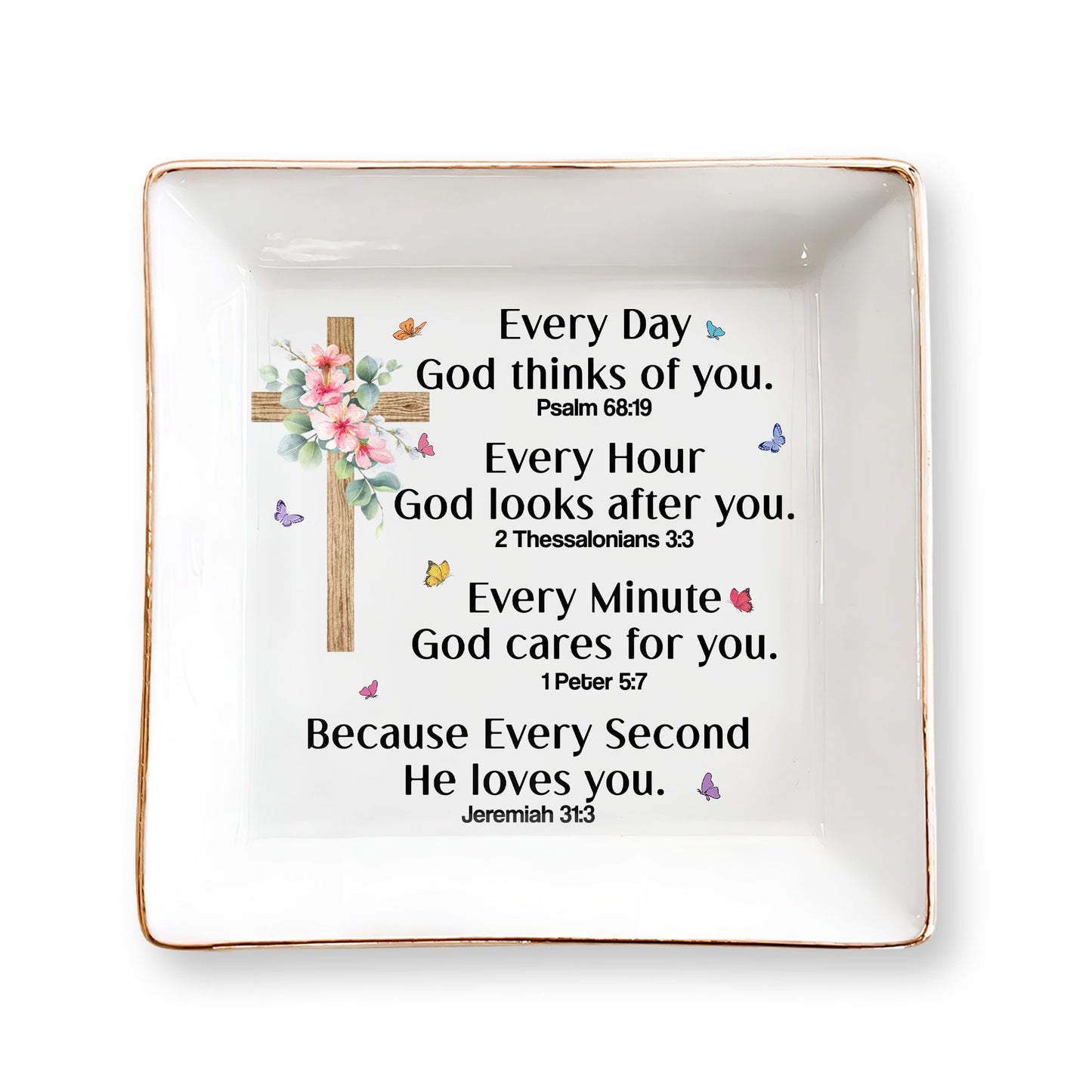Christian Bible Verse Jewelry Dish Gift for Women, Christian Women 4" Ceramic Jewelry Tray, Mother's Day Gifts for Mom/Grandma, Confirmation Gifts for Teen Girls, Graduation Gifts for Daughter