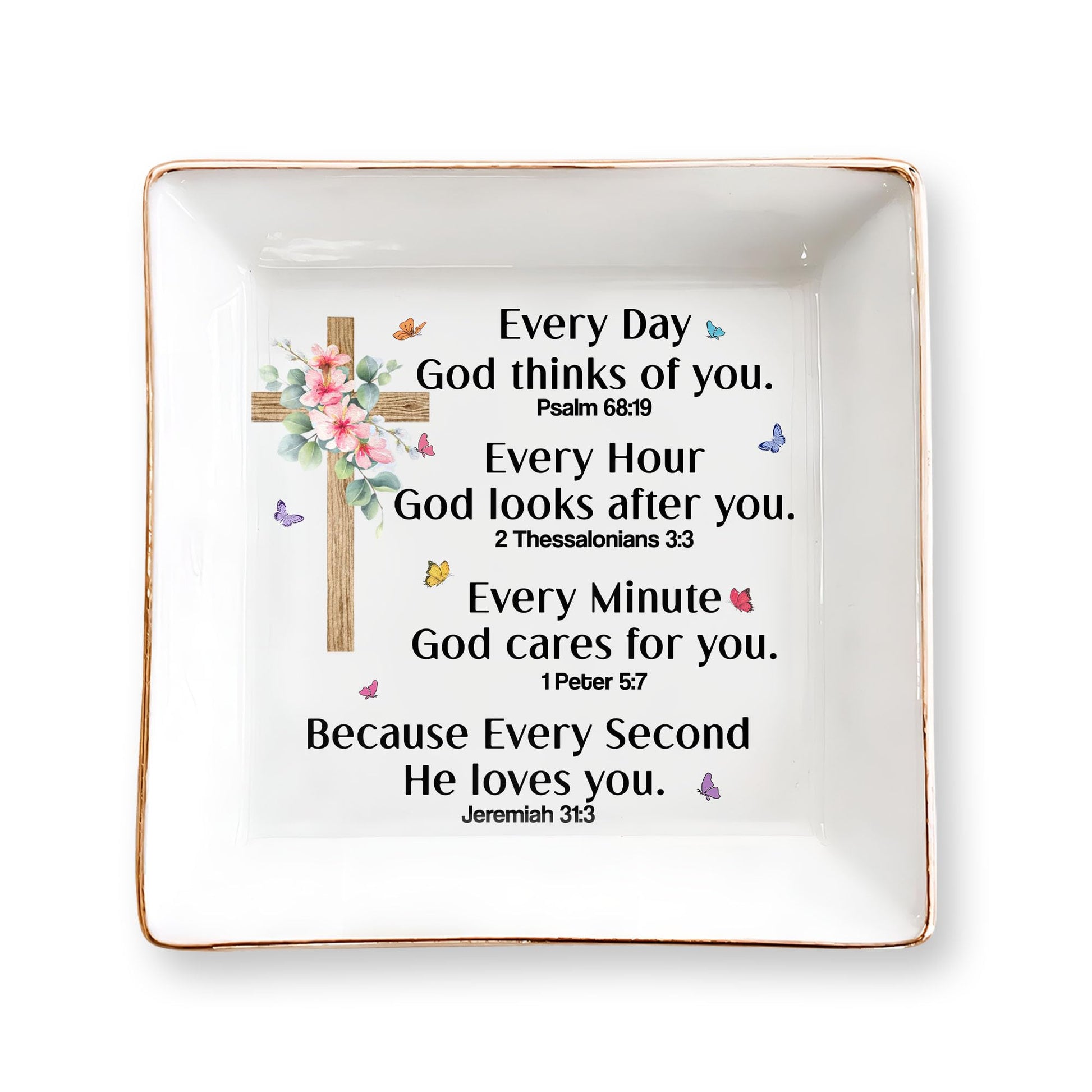 Christian Bible Verse Jewelry Dish Gift for Women, Christian Women 4" Ceramic Jewelry Tray, Mother's Day Gifts for Mom/Grandma, Confirmation Gifts for Teen Girls, Graduation Gifts for Daughter