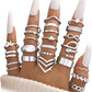 iF YOU 25 Pcs Gold Stackable Ring Set for Women, Chunky Knuckle Finger Midi Rings, Silver Simple Stacking Cute Rings Pack Trendy Stuff Jewelry Gift