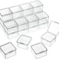 24 Packs Small Clear Plastic Beads Storage Containers Box with Hinged Lid for Storage of Small Items, Crafts, Jewelry, Hardware(1.37 x 1.37 x 0.7 Inches)