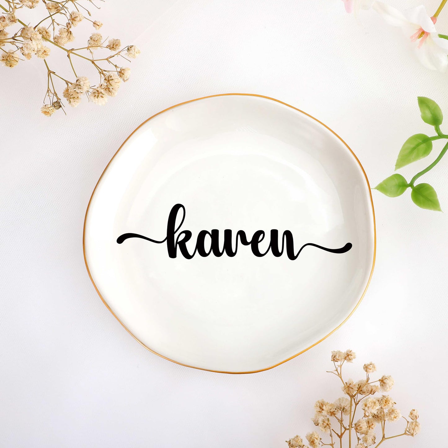 JoycuFF Initial A Ceramic Jewelry Tray, Bridesmaid Bride Gifts, Engagement Birthday Best Friend Mom Grandma Sister Gifts for Women, Trinket Dish for Rings Earrings Necklaces Bracelets Keys