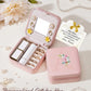 Enthralite Travel Jewelry Box for Girls: Traveling Ring Case Gift for Women - Mini Organizer for Necklaces Earrings White A