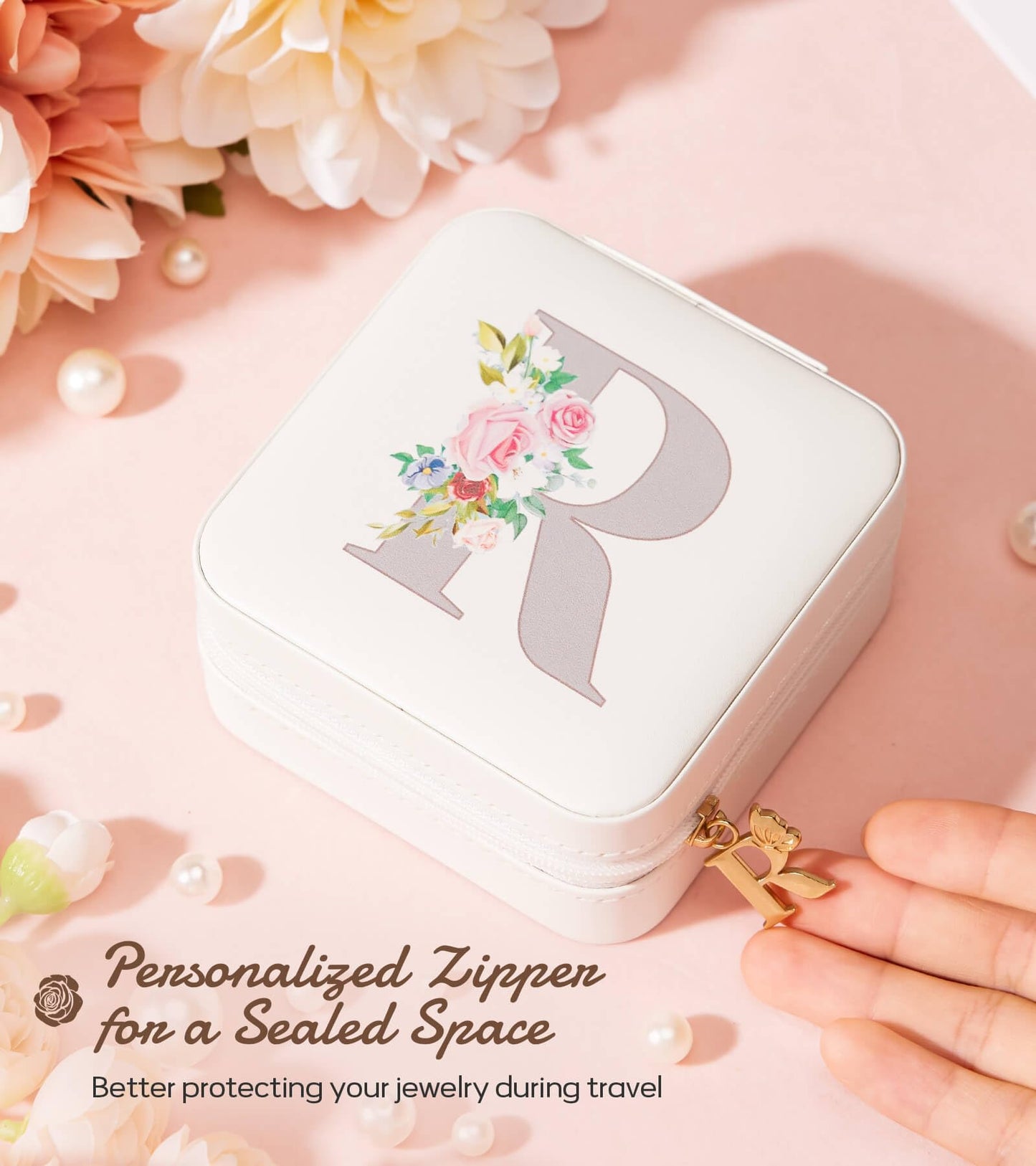 Enthralite Travel Jewelry Box for Girls: Traveling Ring Case Gift for Women - Mini Organizer for Necklaces Earrings White A