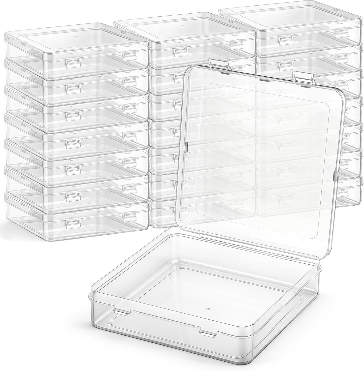 24 Packs Small Clear Plastic Beads Storage Containers Box with Hinged Lid for Storage of Small Items, Crafts, Jewelry, Hardware(1.37 x 1.37 x 0.7 Inches)