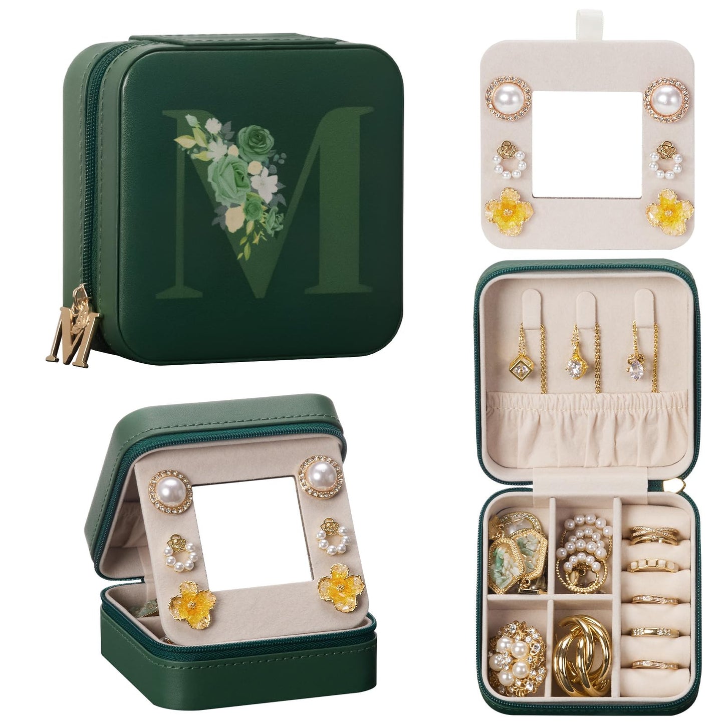 Enthralite Travel Jewelry Box for Girls: Traveling Ring Case Gift for Women - Mini Organizer for Necklaces Earrings White A
