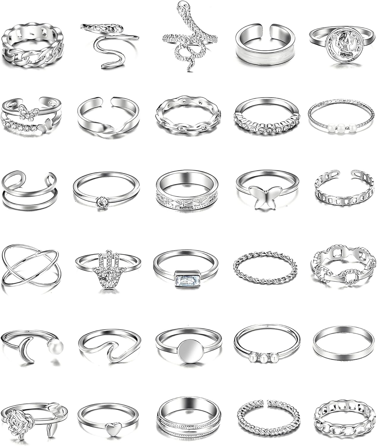 iF YOU 25 Pcs Gold Stackable Ring Set for Women, Chunky Knuckle Finger Midi Rings, Silver Simple Stacking Cute Rings Pack Trendy Stuff Jewelry Gift