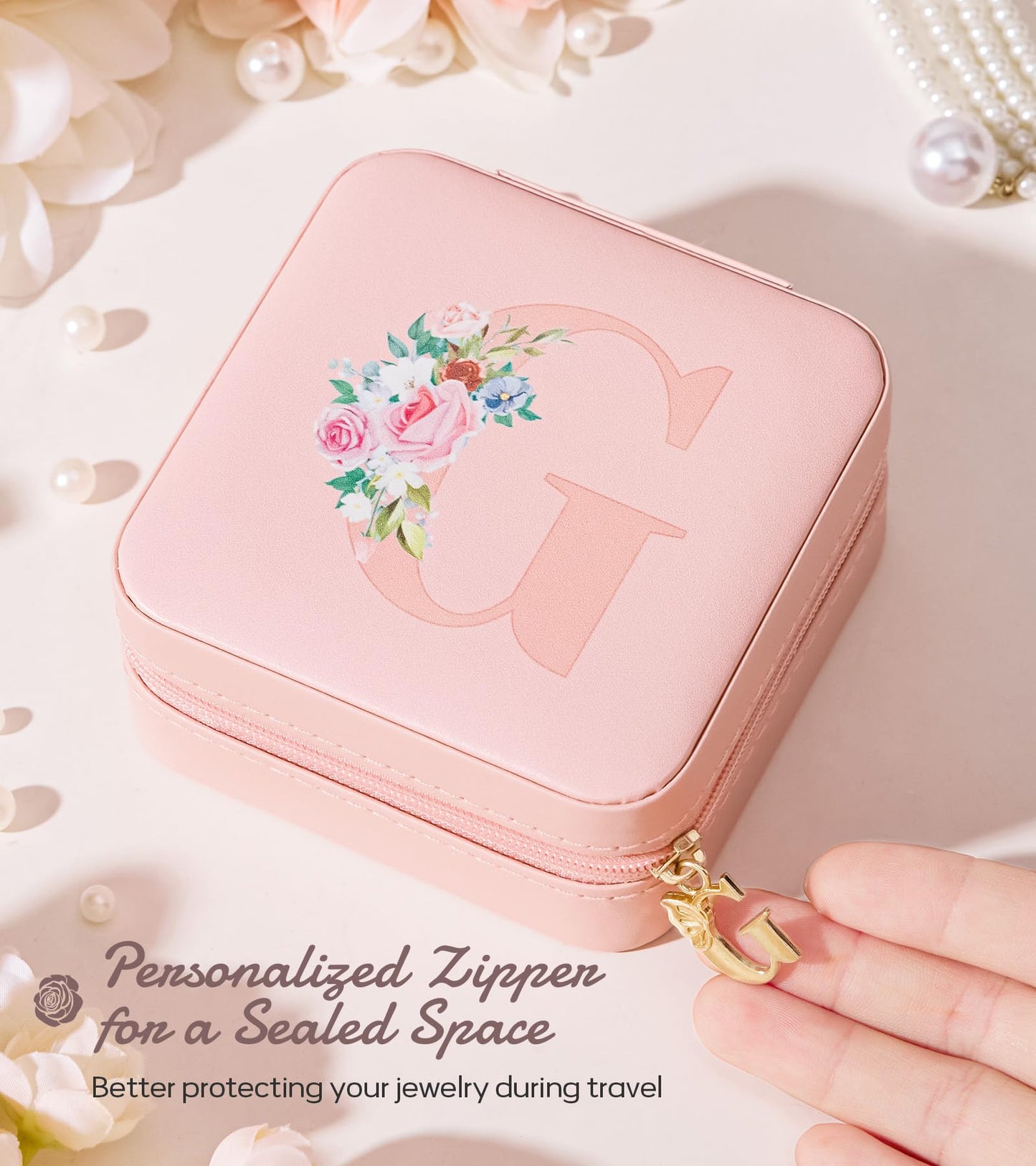 Enthralite Travel Jewelry Box for Girls: Traveling Ring Case Gift for Women - Mini Organizer for Necklaces Earrings White A