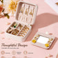 Enthralite Travel Jewelry Box for Girls: Traveling Ring Case Gift for Women - Mini Organizer for Necklaces Earrings White A