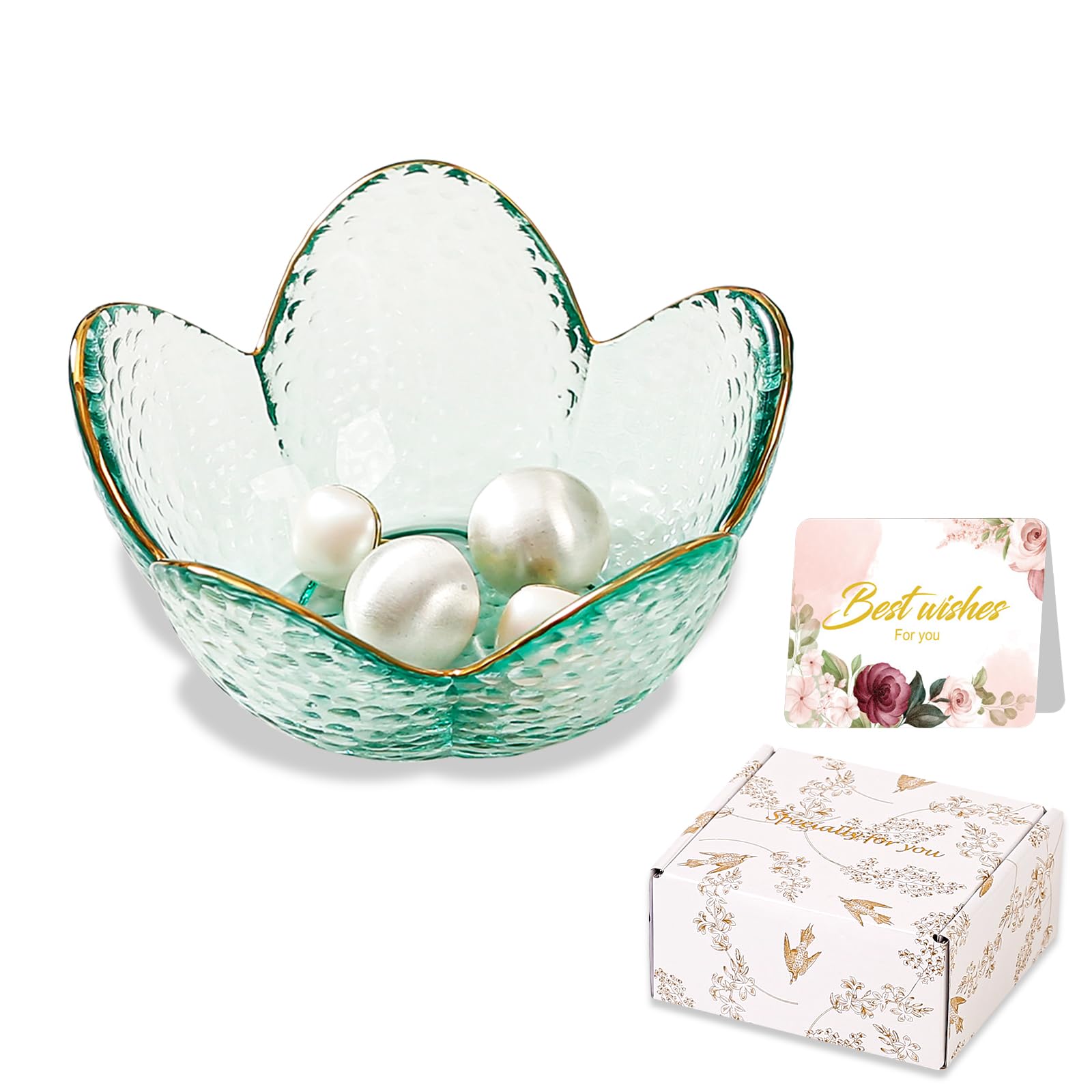 Purple Flower Jewelry Dish Glass Ring Holder Dish Jewelry Tray Cute Vanity Organizer Aesthetic Nightstand Bathroom Room Decor Trinket Dish Mothers Day Friendship Christmas Birthday Gifts for Women