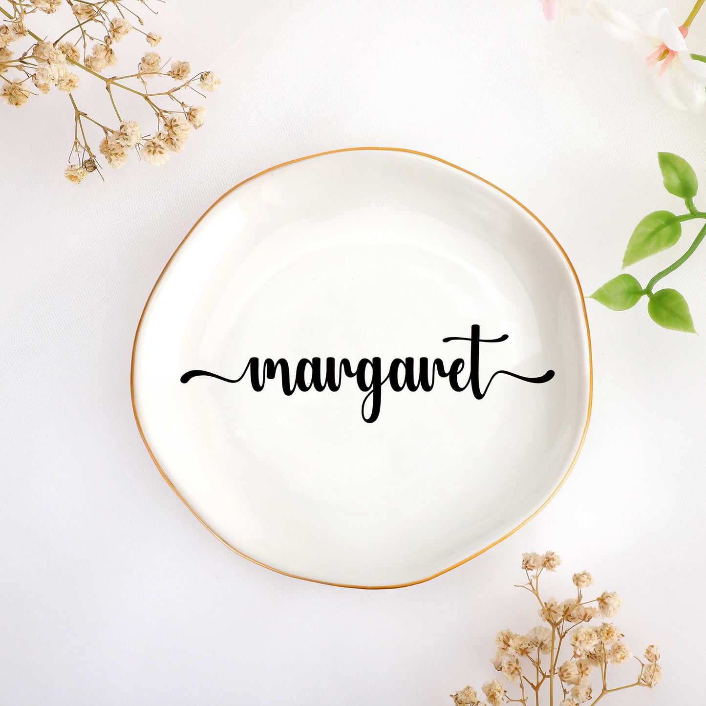 JoycuFF Initial A Ceramic Jewelry Tray, Bridesmaid Bride Gifts, Engagement Birthday Best Friend Mom Grandma Sister Gifts for Women, Trinket Dish for Rings Earrings Necklaces Bracelets Keys