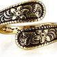 Vintage 14K Gold Plated and Silver Spoon Ring – Adjustable Ring with Carving Design for Women, Unique Boho Open Ring for Gift