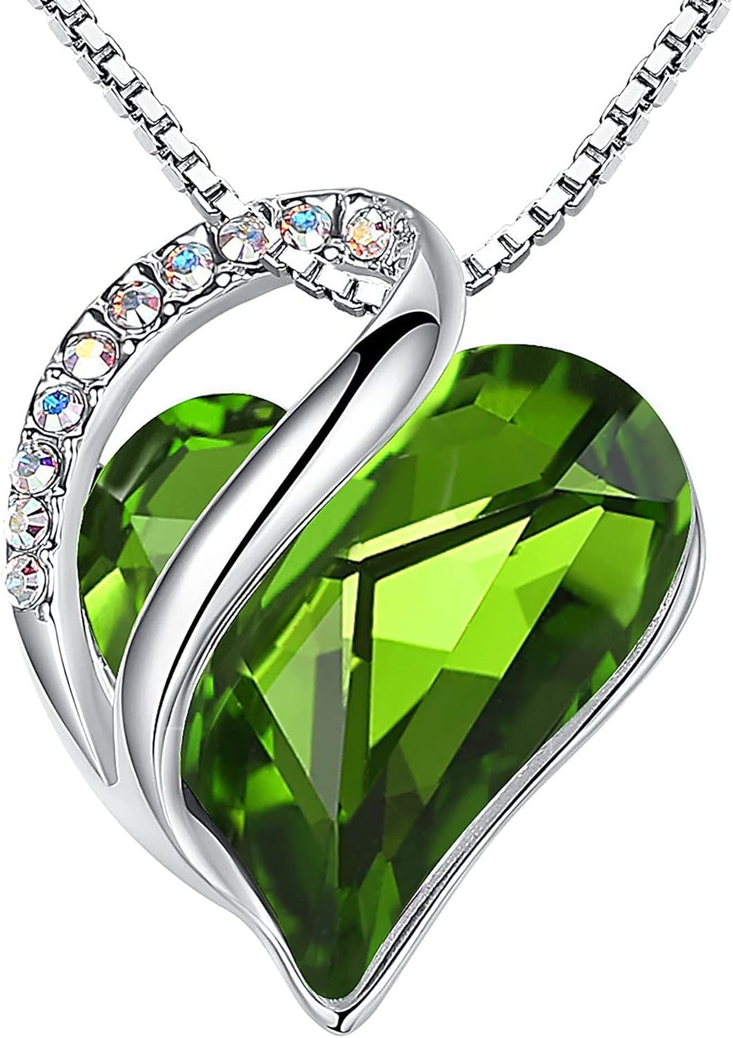 Leafael Mothers Day Gift Necklaces for Women, Infinity Love Birthstone Heart Crystal Pendant, Birthday Anniversary Jewelry for Wife, Mom, and Her, Silver Plated, 18" + 2" Adjustable Chain