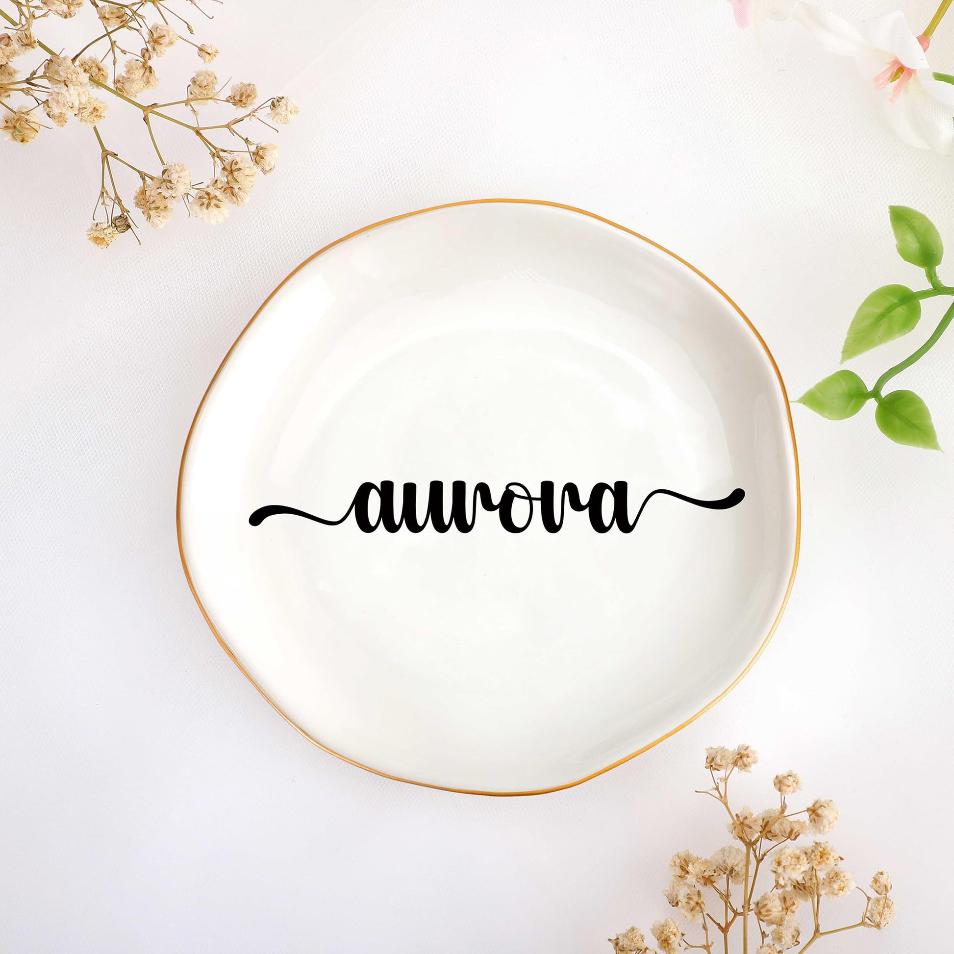 JoycuFF Initial A Ceramic Jewelry Tray, Bridesmaid Bride Gifts, Engagement Birthday Best Friend Mom Grandma Sister Gifts for Women, Trinket Dish for Rings Earrings Necklaces Bracelets Keys